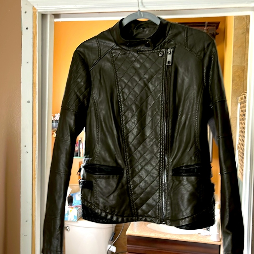 Guess faux Leather jacket size large. Dark green color. New no tags.